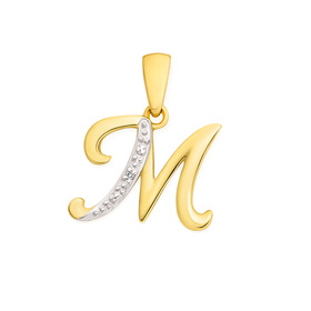 9ct-Gold-Diamond-Initial-M-Pendant on sale