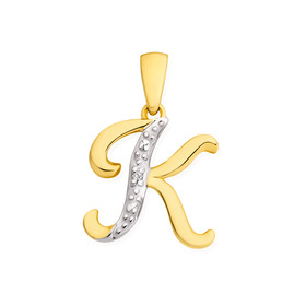 9ct-Diamond-Initial-K-Pendant on sale