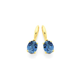 9ct-Gold-Created-Sapphire-Hook-Earrings on sale