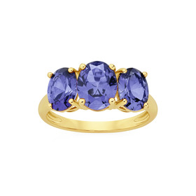 9ct-Created-Ceylon-Sapphire-Trilogy-Ring on sale