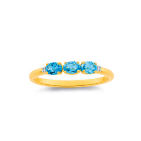 9ct-Blue-Topaz-with-Diamond-Oval-Ring-Size-P on sale