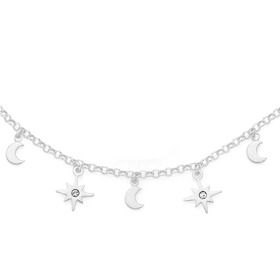 Silver-19cm-CZ-Star-Moon-Alternate-Bracelet on sale