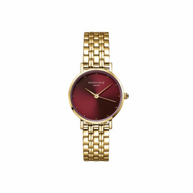 Rosefield-Small-Edit-Burgundy-Gold-Tone-Ladies-Bracelet-Watch on sale