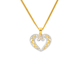9ct-Two-Tone-Diamond-Cut-Heart-Pendant on sale