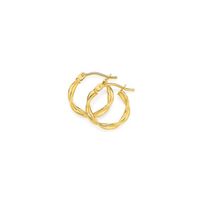 9ct+2x10mm+Entwined+Twist+Hoop+Earrings
