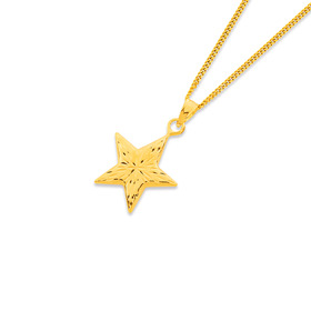 9ct%2C+Diamond+Cut+Star+Pendant
