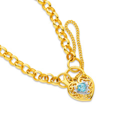 9ct-Blue-Topaz-Belcher-with-Diamond-Padlock-Bracelet on sale