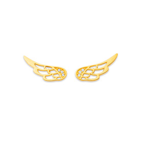9ct+Cubic+Zirconia+Open+Angel+Wing+Studs