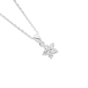 Sterling-Silver-Cubic-Zirconia-Flower-Pendant on sale