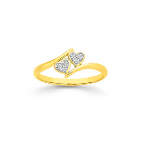 9ct-Gold-Diamond-Double-Heart-Ring on sale