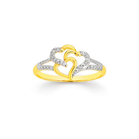 9ct-Diamond-Triple-Heart-Ring on sale