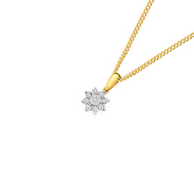9ct-Diamond-Flower-Cluster-Pendant on sale