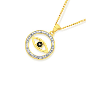9ct+Blue+Rhodium+Diamond+Evil+Eye+Pendant