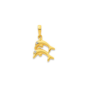 9ct-Diamond-Double-Dolphin-Pendant on sale