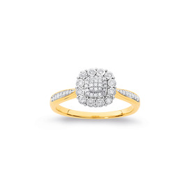 9ct-Two-Tone-Diamond-Cushion-Shaped-Ring on sale