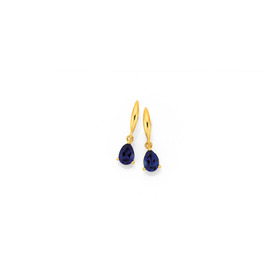 9ct-Created-Blue-Sapphire-Drop-Earrings on sale