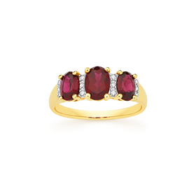 9ct-Created-Ruby-Diamond-Ring on sale