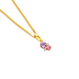 9ct+Pink+Amethyst+Tourmaline+%26amp%3B+Diamond+Pendant