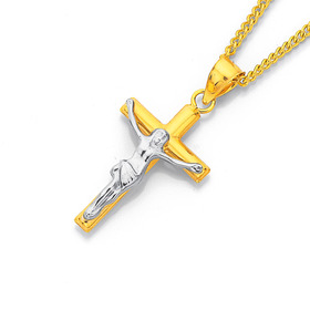 9ct-Two-Tone-18mm-Crucifix-Pendant on sale