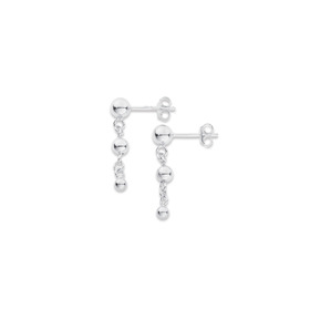 Sterling+Silver+Ball+%26amp%3B+Chain+Drop+Studs