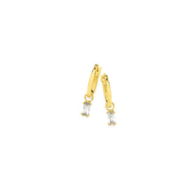 9ct-Cubic-Zirconia-Drop-Hoop-Earrings on sale