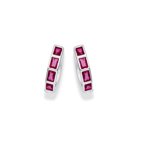Sterling-Silver-Red-Cubic-Zirconia-Huggies on sale