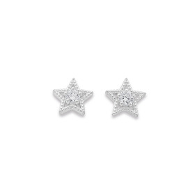 Sterling-Silver-Cubic-Zirconia-Star-Studs on sale