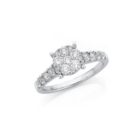 9ct-White-Gold-Diamond-Ring-TDW1ct on sale