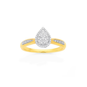 9ct%2C+Diamond+Pear+Shaped+Halo+Ring