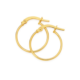 9ct-Gold-15mm-Polished-Hoop-Earrings on sale