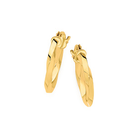 9ct+10mm+Squared+Twist+Hoop+Earrings