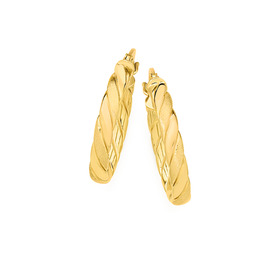 9ct-15mm-Polished-Satin-Twist-Hoop-Earrings on sale