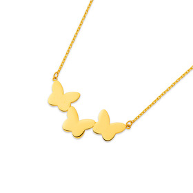 9ct+3+Butterflies+Necklet