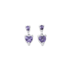 Sterling-Silver-Purple-Cubic-Zirconia-Heart-Drop-Earrings on sale