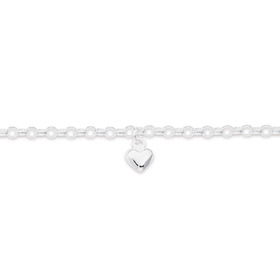 Sterling-Silver-Puff-Heart-On-Belcher-Bracelet-17cm on sale