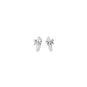 Sterling-Silver-Bow-on-Plain-Huggie-Earrings on sale