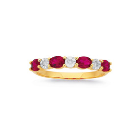 9ct-Created-Ruby-Diamond-Ring on sale