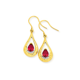 9ct-Created-Ruby-Pear-Teardrop-Earrings on sale