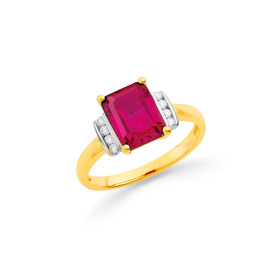 9ct-Created-Ruby-Diamond-Ring on sale