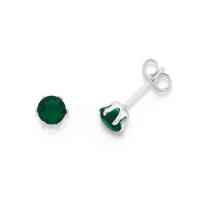 Sterling-Silver-Green-Glass-Round-6-Claw-Stud-Earrings on sale