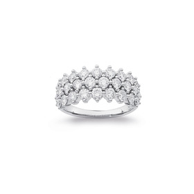 10ct-White-Gold-Element-Lab-Diamond-3-Row-Ring-Set on sale