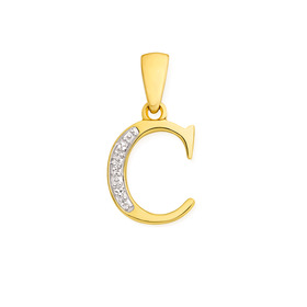 9ct-Diamond-Initial-C-Pendant on sale