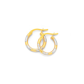 9ct-Two-Tone-2x10mm-Striped-Hoop-Earrings on sale