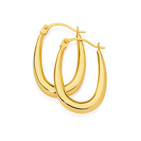 9ct-Gold-9mm-Flat-Oval-Creole-Earrings on sale