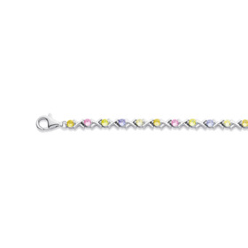 Sterling-Silver-Cubic-Zirconia-Pastel-Colours-Hugs-Kisses-Bracelet on sale
