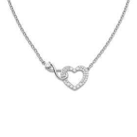 Sterling-Silver-Cubic-Zirconia-Heart-Infinity-Necklet-40cm5cm on sale