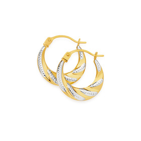 9ct-Gold-Two-Tone-9mm-Beaded-Twist-Creole-Earrings on sale