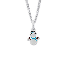Sterling+Silver+Enamel+Snowman+Pendant