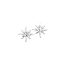 Sterling+Silver+Cubic+Zirconia+Star+Studs