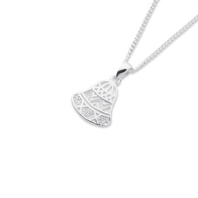 Sterling+Silver+Cubic+Zirconia+Bell+Pendant
